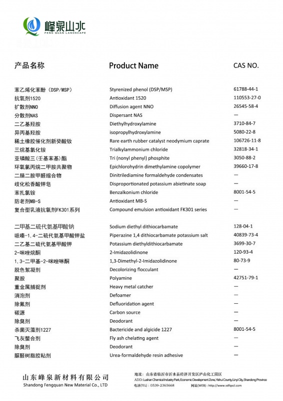 峰泉全品類明細(xì)
